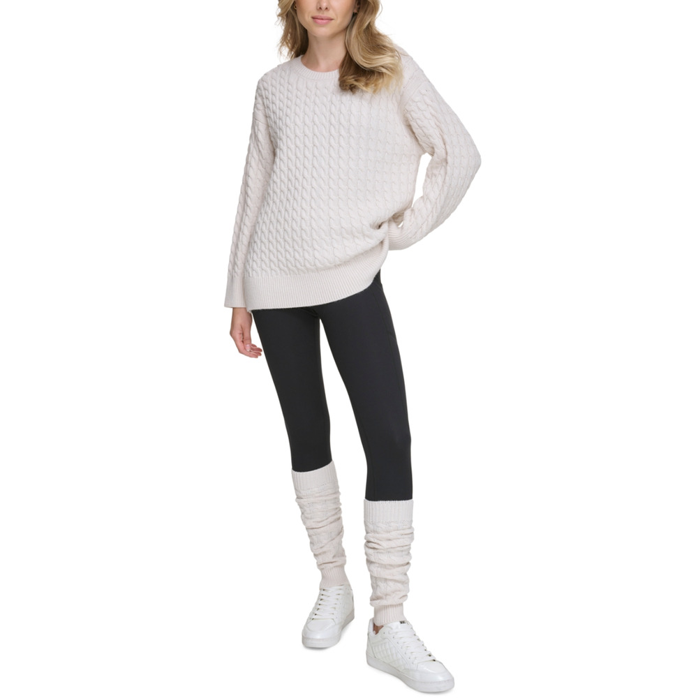 Dkny Sport Women Cable Knit Sweater Leg Warmers Set Sand Size M